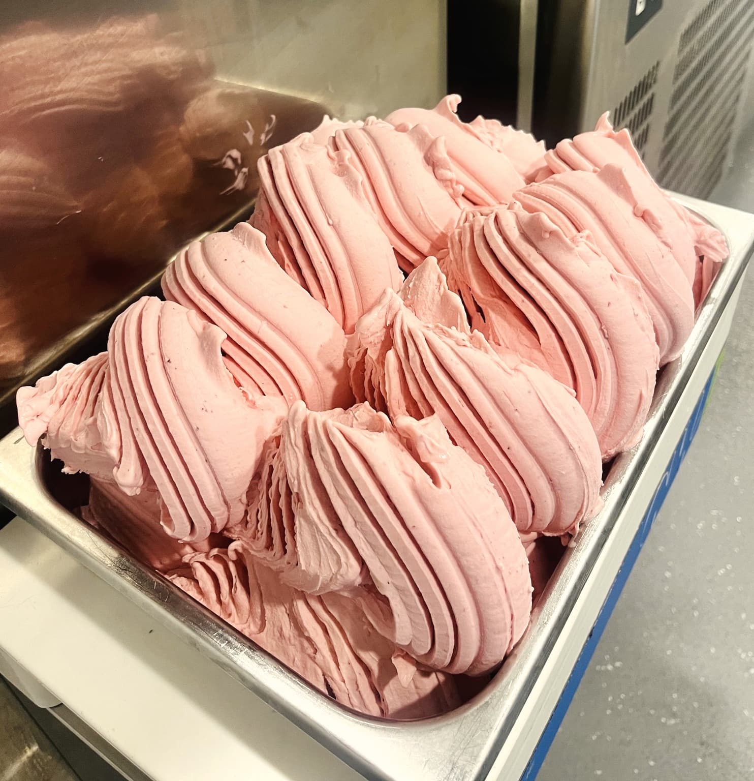 Strawberry sorbet in the cabinet